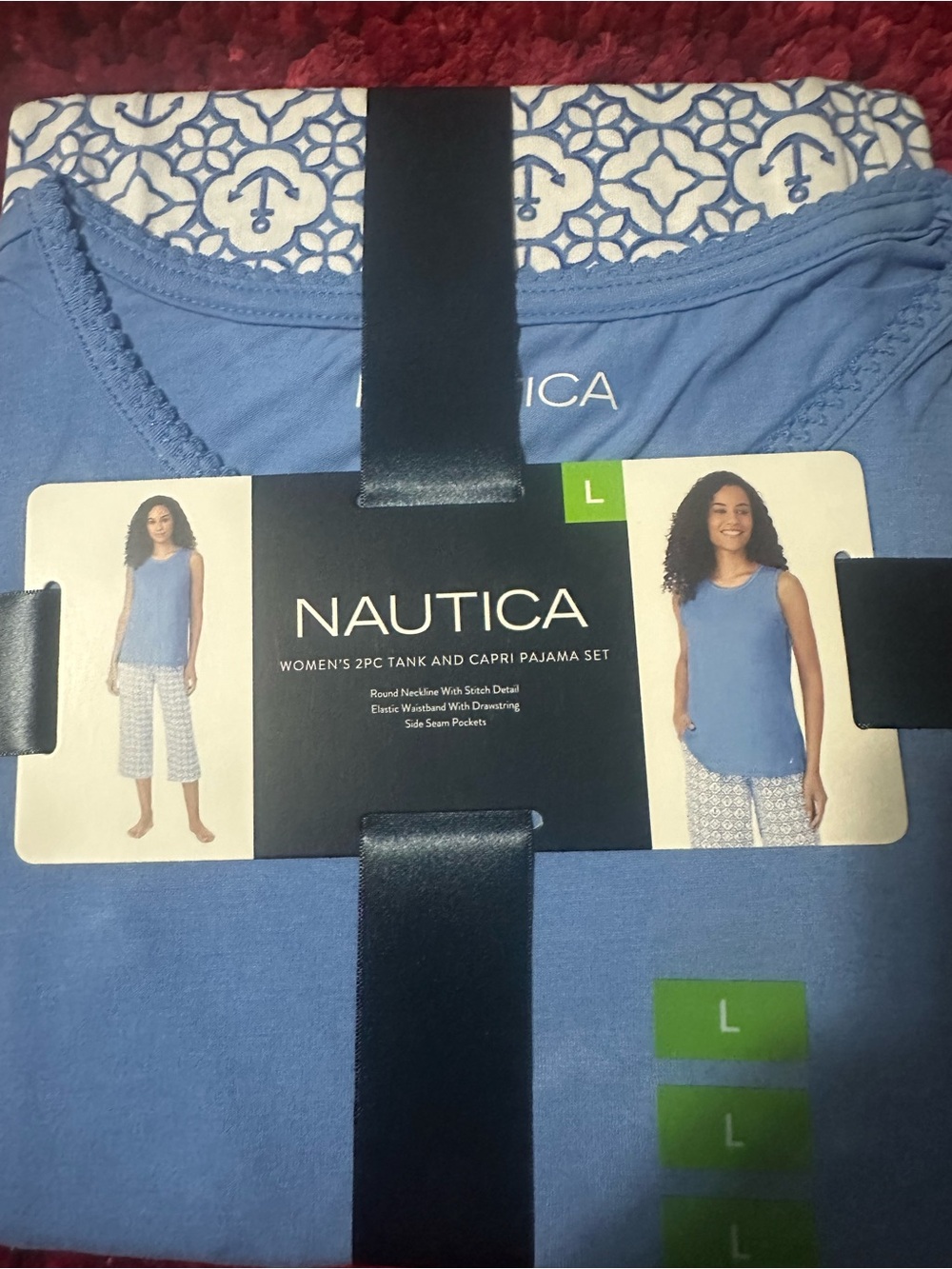 Nautica Blue Tank & Patterned Capri Pajama Set